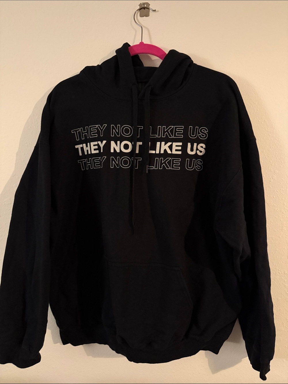 Gildan Black Pullover Hoodie with White Chest Text